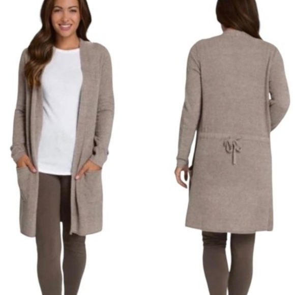 Barefoot Dreams Sweaters - Barefoot Dreams Beige Long Open-Front Sweater